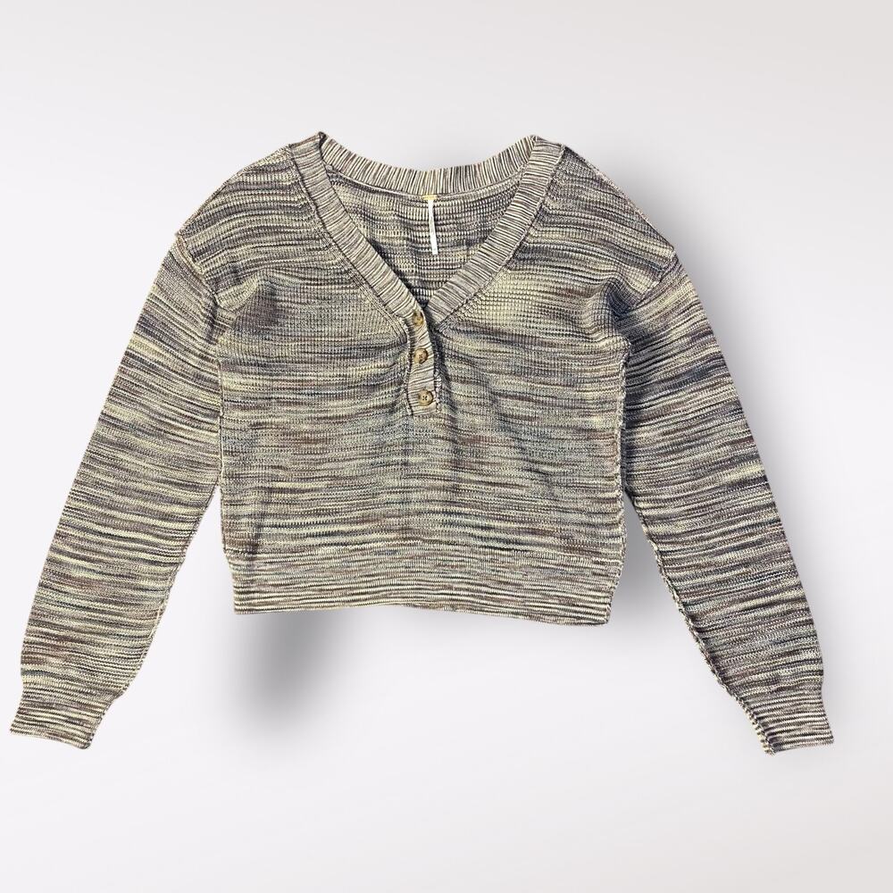 Free People NWOT Mercury Henley Sweater Top Size XS Boho Casual Neutral